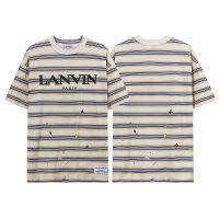 ยุโรปและอเมริกาฤดูร้อนรุ่นใหม่แบรนด์แฟชั่น LANVI คอกลมลายหมึกสาด T เสื้อยืดชายหญิงคู่แขนสั้นรุ่นเดียวกันขายส่ง