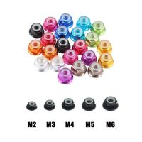 10Pcs M2/M3/M4/M5/M6 Aluminum Flanged Nylon Insert Anti-Loose Nut Self-Locking Hex Locknut Slip Lock Nut Blue Red Gold Black etc Electrical Connectors