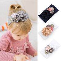 OKDEALS ไนลอน Bando Bayi นิ่มลายดอกไม้ไข่มุกหมวกโพกศีรษะเครื่องประดับผมน่ารักสำหรับเจ้าหญิง