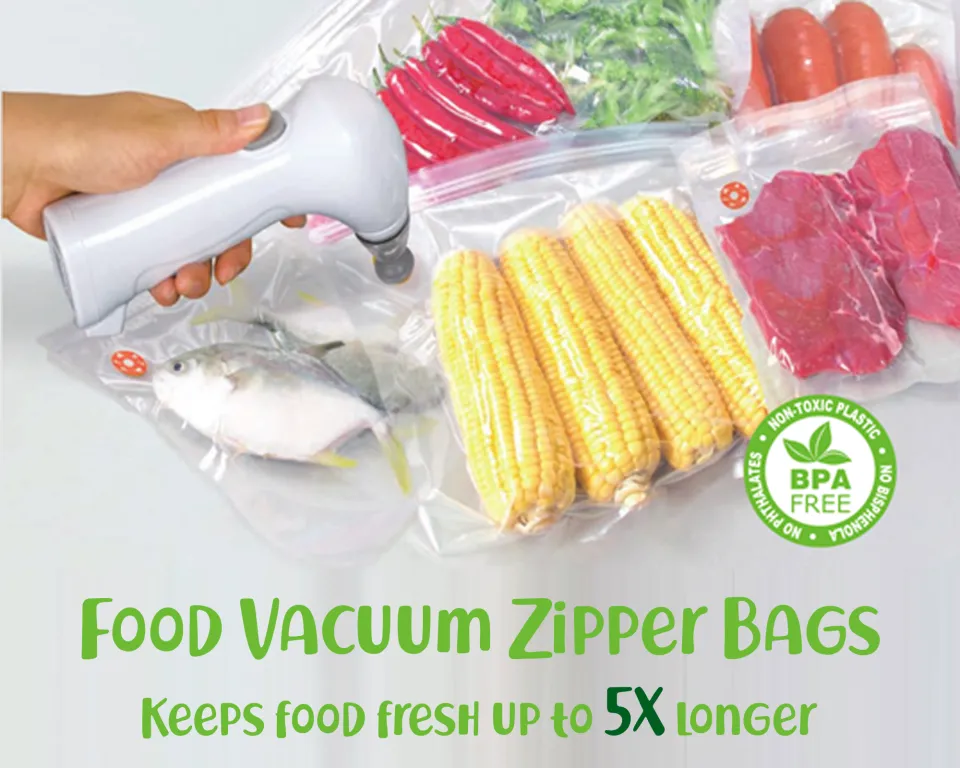 5PCS Reusable Vacuum Food Storage Zipper Bags for Electric