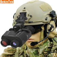 【ใหม่】BekinTek 3D หมวกนิรภัย Night Vision กล้องส่องทางไกลหัว Mountable กล้องโทรทรรศน์แว่นตา IR อินฟราเรดอุปกรณ์ล่าสัตว์ 300m Full Dark Observing Distance Optics 4x ดิจิตอลซูม 7x การขยาย 1080P บันทึกวิดีโอ 3M ภาพอิสระ Vision Compensation