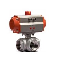 2" Three piece High Platform Pneumatic 3 Way Ball Valve 304 Stainless steel Q611F-16P Double Acting Cylinder