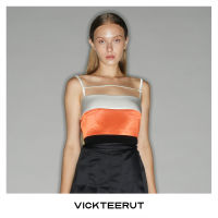 VICKTEERUT (ราคาปกติ 5,500-.) Spaghetti Strap Colour Block Blouse เสื้อสายเดี่ยว ตัดต่อสี