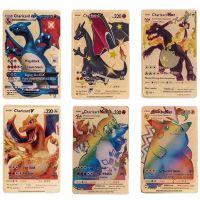 New TAKARA TOMY Pokemon Cards Metal Card Silver Card V Card PIKACHU Charizard Golden Vmax Card Kids Game Collection Cards