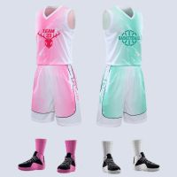 ✸☃ Gradient basketball suit mens summer pink comfortable vest color training students sports jersey customization