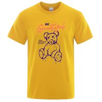 Teddy Bear Graffiti With A Slogan Print Men T Shirt Cotton Tee Clothing Gildan