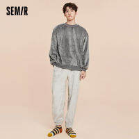 Semir ชุดนอนของผู้ชาย,ชุดนอนผ้ากำมะหยี่หนาสีตัดกันสำหรับแขนยาวสีชุดนอนของคู่รัก