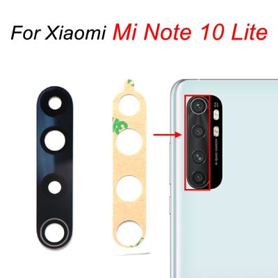 กระจกเลนส์กล้องถ่ายรูปด้านหลังด้านหลังสำหรับ Xiaomi Mi Note 10 Lite Pro อะไหล่ Note10 + สติกเกอร์กาวติด M2002F4LG M1910F4G