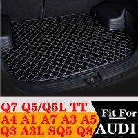 Sinjayer Alas Bagasi Mobil รองเท้าบูตยาวกันน้ำพรมรอง Error ด้านข้างแบนสำหรับ AUDI Q3 SQ5 TT Q7 A3 A7 A4 Q5 A1 A5 Q8