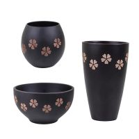 Creative Japanese Bowl Wood Salad Bowl Household Wood Bowl Cherry Blossom Lacquers Bowl Wooden Water Cup Big Belly Bowl