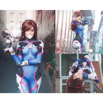 Game Overwatch Dva Cosplay Bodysuit Women Blue Jumpsuit Halloween Carnival  Party Fancy Dress Up Costume Gift