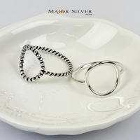 Round head ring : แหวนเงินแท้ 92.5% แหวนหัววงกลม เรียบๆ แฟชั่น สไตล์เกาหลี Major Silver