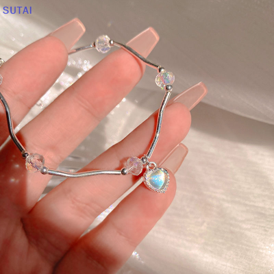 💖【Lowest price】SUTAI สร้อยข้อมือคริสตัลรูปหัวใจและคริสตัลสีสันสดใสสำหรับเป็นของขวัญสำหรับแฟนสาว