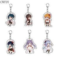 Game Genshin Impact Keychain Fashion Figure Zhongli Venti Xiao Ganyu Acrylic Keyring Cute Bag Pendant Decoration Women Men Gifts