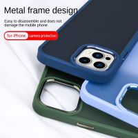 Skin Friendly Transparent Frosted Cover For iPhone 15 14 13 12 11 Pro Max Plus Metal Lens Frame Shockproof Phone Protection Case