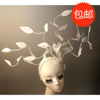 ? Black And White Tree Leaves Stage Exaggerated Headdress Runway Catwalk Performance Photography Building Modeling Hair Accessories Hairband Photo