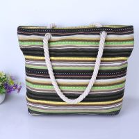 -gh230522g National wind trichromatic stripe canvas bag rope female bag creative contracted one shoulder bag