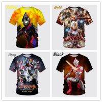 ใหม่3D อุลตร้าแมนเด็กเสื้อยืดสบายๆรอบคอเด็กชายและเด็กหญิงแขนสั้นด้านบน