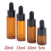 【YP】 5Pcs 5ml 10ml 15ml 20ml Glass Dropper Bottle Jars Vials With Pipette Perfume Bottles