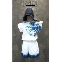 LAANTA เสื้อแขนระบาย มัดย้อมคราม Indigo tie dye