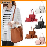 SHENGZU 4Pcs/set หนังพียู กระเป๋า Crossbody ความจุสูงมาก แบบพกพาได้ กระเป๋าแบบสะพายไหล่ แฟชั่นสำหรับผู้หญิง ลำลองแบบสบายๆ ชุดกระเป๋าผู้หญิง ผู้หญิงผู้หญิงผู้หญิง