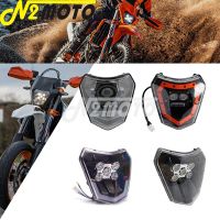 ◊™ For KTM EXC SXF MX Enduro Motocross Headlight Supermoto LED Head Light Lamp E8 HI/LO Beam DRL SX XC XCW XCF Six Days 125-690