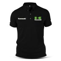 Summer Kawasaki Logo Racing Motorcycle T-Shirt Shirt Cotton Polo Shirt Kolar Casual Fashion Pakaian Men TShirt