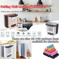 Folding Wall-Mounted Trash Can 8L Kitchen Small Trash Can A Portable Trash Can Can Hold Garbage Bags Use for Cabinet Car Bedroom Picture Hangers Hooks