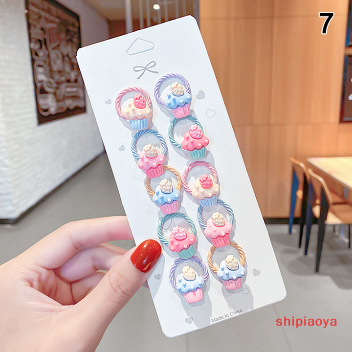 shipiaoya-10x-ใหม่สาวน่ารักการ์ตูนดอกไม้ยางรัดผมหางม้าขนาดเล็กยืดหยุ่นยางรัดผม