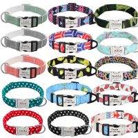 【LZ】trawe2 Custom Nylon Dog Collar Fashion Print Dog Collars Customized Puppy Pet Collar Engraved Name for Small Medium Large Big Dogs Pug