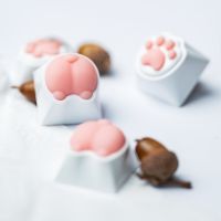 Cute Girly Pink Cat Paws Corgi Buttock Keycaps For Mechanical Keyboard ABS Animal Keycap personalized Key Cap Cherry Mx Switch