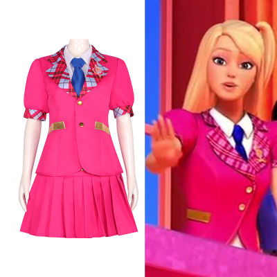 Movie Barbie Delancey Devin Cosplay Costume Princess Charm School Uniform DE Wen Woman Skirt Suit Set Halloween Costume