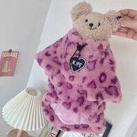 [COD] Pink little leopard print winter thick plush pet warm sweater cat dog bichon teddy schnauzer coat