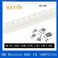 □☼ SMD Resistor 0201 1 0R 1R 1.02R 1.05R 1.07R 1.1R 1.13R 1.15R 100PCS/lot chip resistors 1/20W 0.6mmx0.3mm