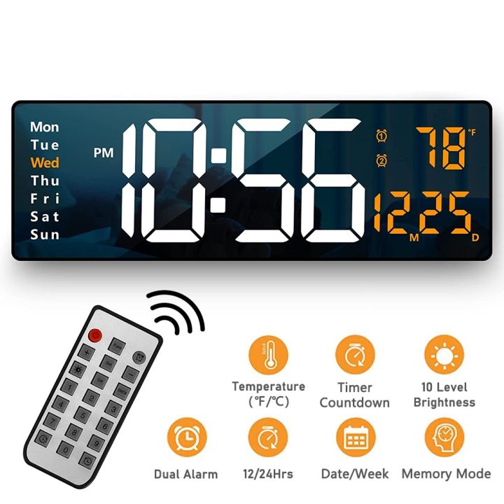 [Toronto2] 13/16inch Large Display LED Digital Wall Clock Remote ...