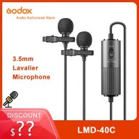 Godox LMD-40C Dual Omnidirectional Lavalier Microphone Clip-on Condenser Wired 3.5mm Mic for Interview Meeting Live Streaming