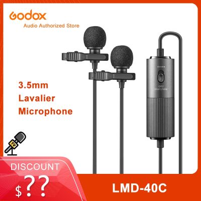 Godox LMD-40C Dual Omnidirectional Lavalier Microphone Clip-on Condenser Wired 3.5mm Mic for Interview Meeting Live Streaming