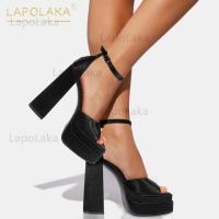 Lapolaka 2022 Spring Summer Plus Size Luxury Silk Women Shoes High Heels Pumps Platform Shoes Woman Sandals Sapatos Femininos