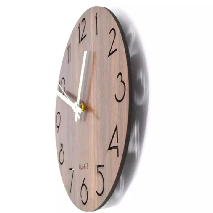 12นิ้ววินเทจอาหรับตัวเลขการออกแบบชนบทประเทศ-tuscan-สไตล์ไม้ตกแต่งรอบนาฬิกาแขวน