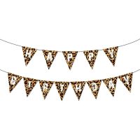 Leopard Happy Birthday Banner Cheetah Print Pennant Flag Leopard Wild One Birthday Party Decoration Jungle Safari Party Supplies Banners Streamers Con