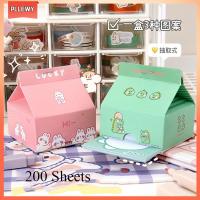 PLLEWY 200 Sheets สารสกัดชนิดบรรจุกล่อง สิ่งที่ต้องทำ เครื่องเขียน บันทึกแผ่นบันทึกหมีนม สำนักงานโรงเรียน แผ่นจดบันทึก กระดาษ