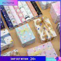 XU HOME 5ชิ้น74X51ซม. สากลปริมาณมากหลากหลายสไตล์เคลือบกระดาษห่อของขวัญกล่องของขวัญกระดาษตกแต่งงานปาร์ตี้แผ่นห่อ