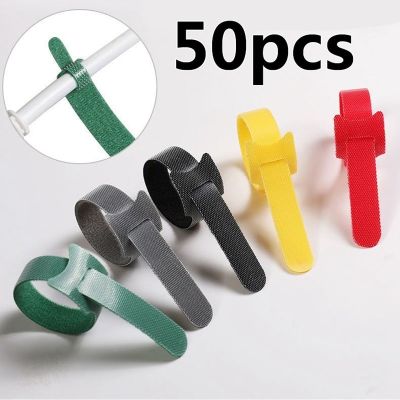 50 pcs Reusable ties Hook and loop fastener Tape Nylon velcros Cable Ties velcros Strap wire home tools Finishing Ribbon Adhesives Tape