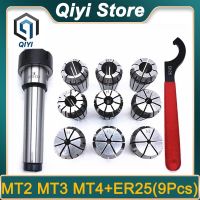 ER25 Collet Set Spring Clamps 9PCS MT2 ER25 M12 1PC ER25 Wrench Collet Chuck Morse Holder Cone สําหรับ CNC Milling Lathe เครื่องมือ Holder