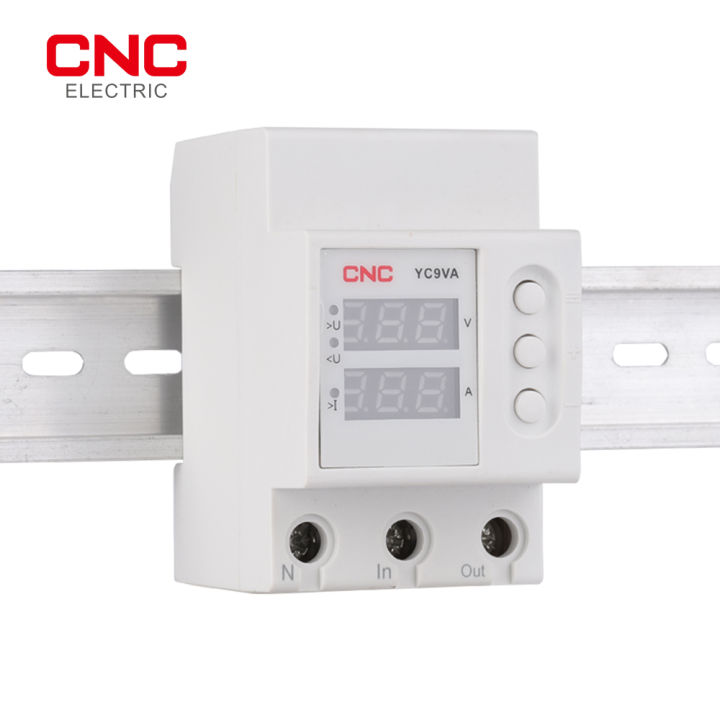 cnc-230v-din-rail-dual-ปรับแรงดันไฟฟ้าและภายใต้อุปกรณ์ป้องกันแรงดันไฟฟ้ารีเลย์ป้องกันกระแสเกิน