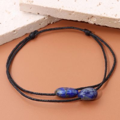 Natural Irregular Lapis Lazuli Bracelets Smooth Freeform Stone Charm Beads Bracelet Healing Reiki Jewelry Bracelets Men Women