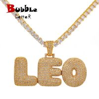 《 DTOU Fashion 》 Bubble Letter Custom ชื่อสร้อยคอจี้ส่วนบุคคล Real Gold Plated Hip Hop เครื่องประดับ Collares Hombre