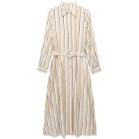 European and American style new fashion trend womens striped shirt dress with belt 7969063 066