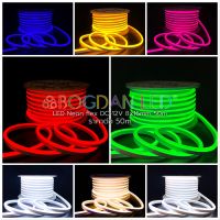 LED NEON FLEX, 12V 8x16mm ยาว 50 เมตร กันน้ำ IP65 แบบหุ้มซิลิโคน สำหรับตกแต่ง,ทำป้ายสินค้าให้แสงนวลสว่างทั้งเส้น