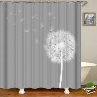 【Bathroom sale】 Dandelion3D ห้องน้ำตกแต่งบ้านผ้าม่านผ้าโพลีเอสเตอร์ตะขอคลุมหน้าจอขนาด180X180